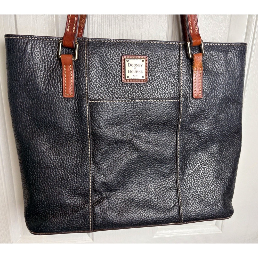 Dooney & Bourke Lexington Black Pebbled Leather Double Handle Tote Bag